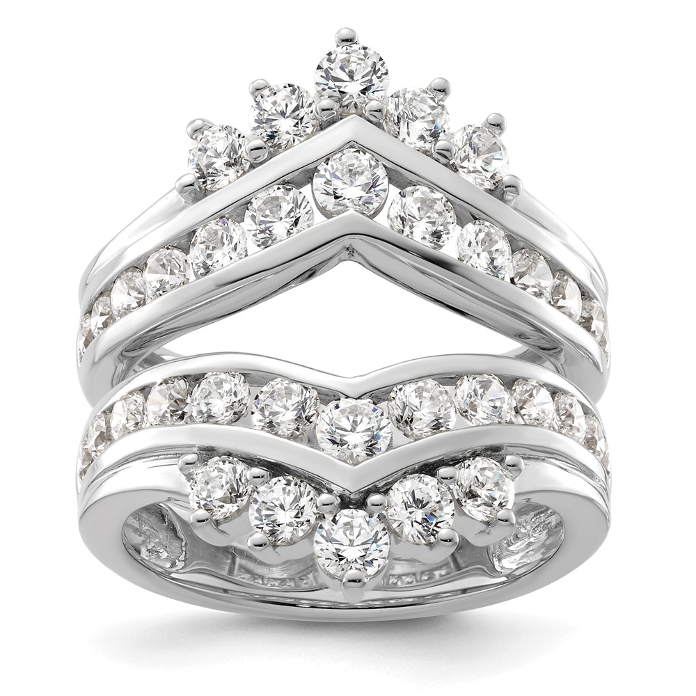 14k White Gold 2 1/3 carat Lab Grown Diamond VS/SI+ G+ Complete Double Row Ring Guard (RM9316B-233-7WLG)
