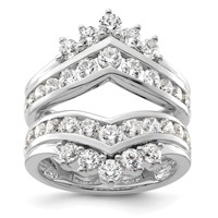 14K White Gold 2.33 Carat Lab Grown Diamond VS SI+ G+ Complete Double Row Ring Guard view 1