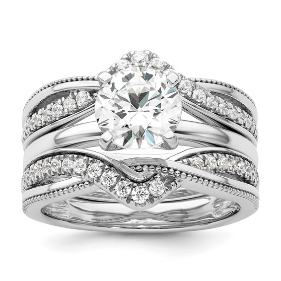 14K White Gold Miligrain Diamond Guard