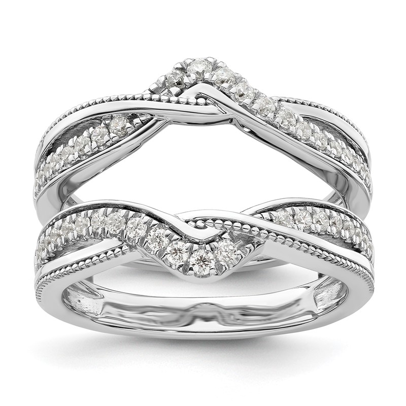 14k White Gold 1/3 carat Lab Grown Diamond VS/SI+ G+ Complete Twisted Ring Guard