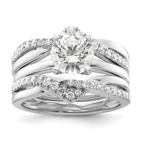 14K White Gold Diamond Ring Guard