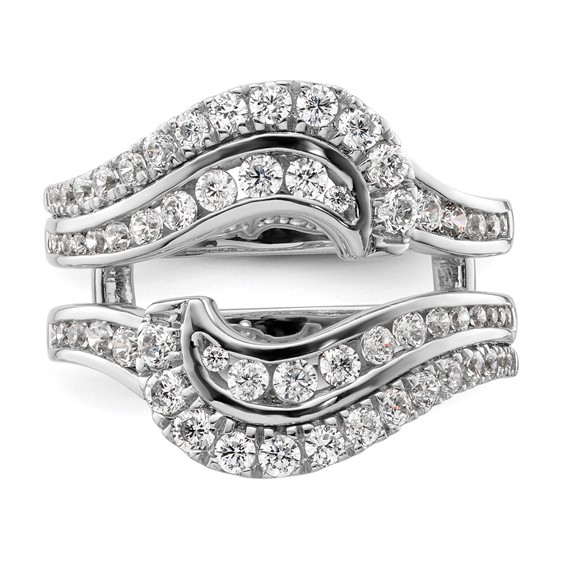 14k White Gold 1 1/5 carat Lab Grown Diamond VS/SI+ G+ Complete Double Row Ring Guard