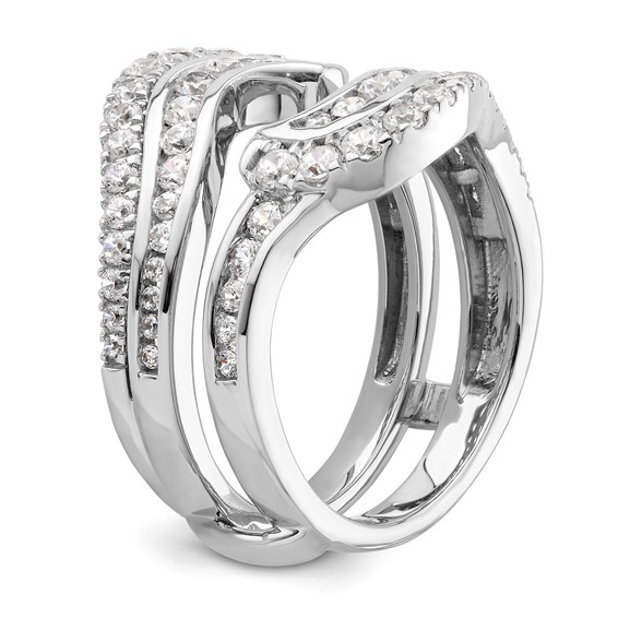 14k White Gold 1 1/5 carat Lab Grown Diamond VS/SI+ G+ Complete Double Row Ring Guard