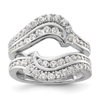 14k White Gold 1 1/5 carat Lab Grown Diamond VS/SI+ G+ Complete Double Row Ring Guard