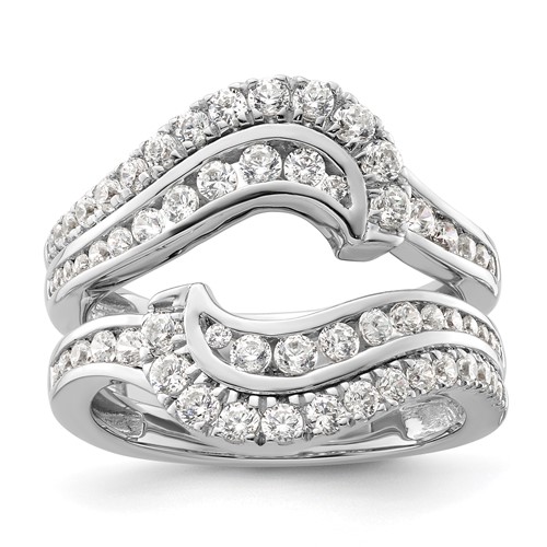 14K White Gold 1.20 Carat Lab Grown Diamond VS SI+ G+ Complete Double Row Ring Guard