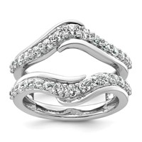 14K White Gold 1 Carat Lab Grown Diamond VS+ F+ Complete Ring Guard view 1
