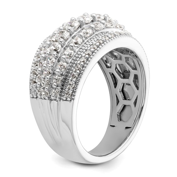 14k White Gold 1 1/2 carat Lab Grown Diamond VS/SI+ G+ Complete Fashion Ring