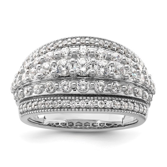 14k White Gold 1 1/2 carat Lab Grown Diamond VS/SI+ G+ Complete Fashion Ring