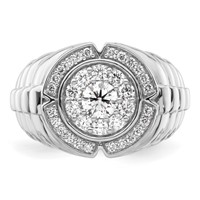 IBGoodman 10K White Gold 1.20 Carat Lab Grown Diamond VS SI+ G+ Complete Men's Cluster Ring view 4
