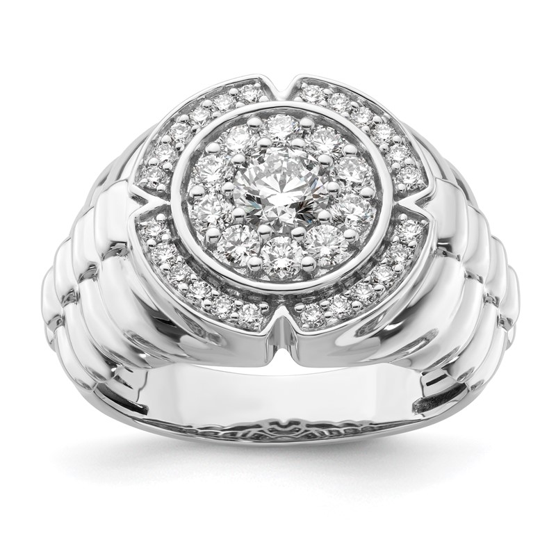 IBGoodman 10k White Gold 1 1/5 carat Lab Grown Diamond VS/SI+ G+ Complete Men's Cluster Ring