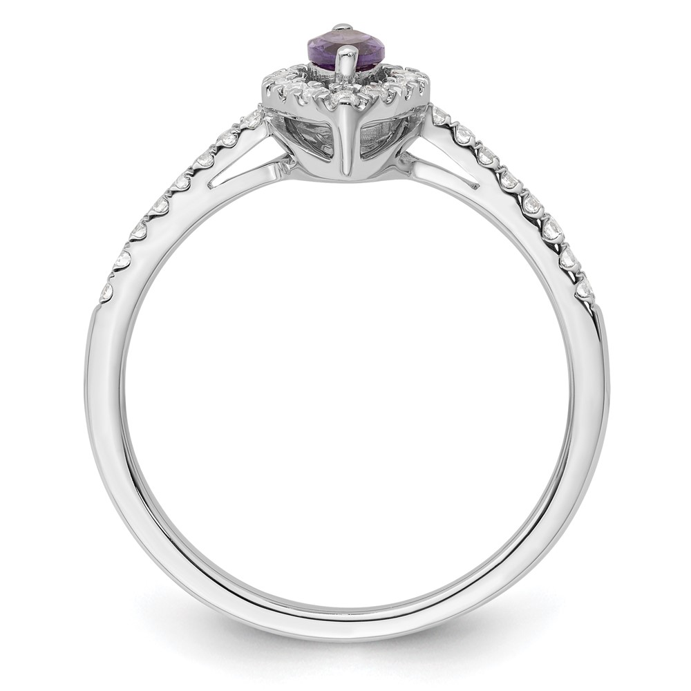 14k White Gold 1/5 carat Lab Grown Diamond VS/SI+ G+ and Amethyst February Birthstone Ring (RM9355-AM-020-WLG)