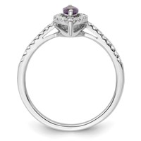 14K White Gold 0.20 Carat Lab Grown Diamond VS SI+ G+ and Amethyst February Birthstone Ring view 2