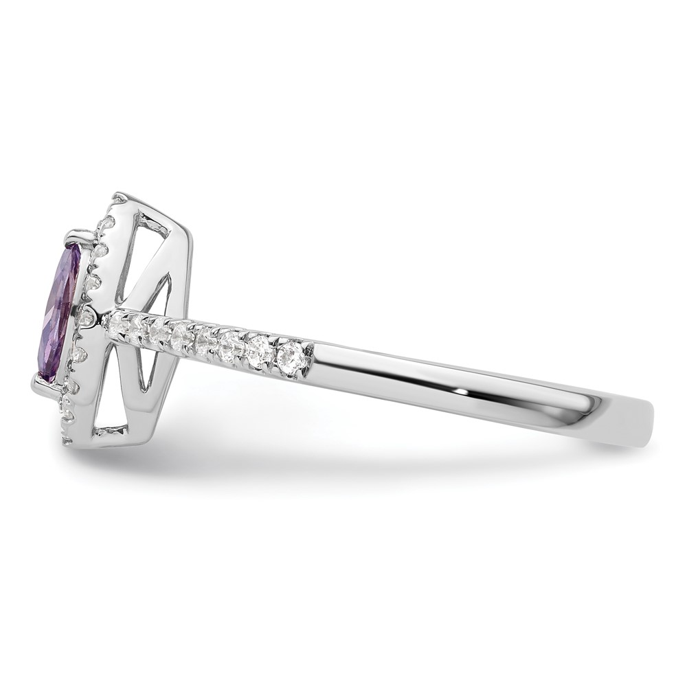 14k White Gold 1/5 carat Lab Grown Diamond VS/SI+ G+ and Amethyst February Birthstone Ring (RM9355-AM-020-WLG)