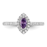14K White Gold 0.20 Carat Lab Grown Diamond VS SI+ G+ and Amethyst February Birthstone Ring view 4