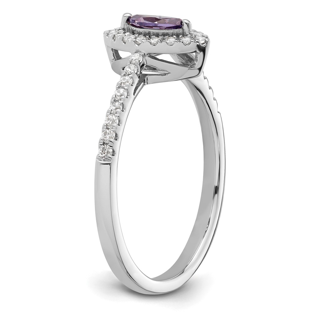 14k White Gold 1/5 carat Lab Grown Diamond VS/SI+ G+ and Amethyst February Birthstone Ring (RM9355-AM-020-WLG)