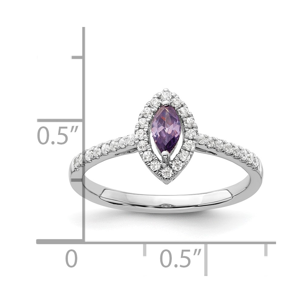 14k White Gold 1/5 carat Lab Grown Diamond VS/SI+ G+ and Amethyst February Birthstone Ring (RM9355-AM-020-WLG)