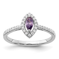 14K White Gold 0.20 Carat Lab Grown Diamond VS SI+ G+ and Amethyst February Birthstone Ring view 1