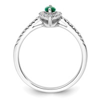 14K White Gold 0.20 Carat Lab Grown Diamond VS SI+ G+ and Lab Created Emerald May Birthstone Ring view 2