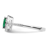 14K White Gold 0.20 Carat Lab Grown Diamond VS SI+ G+ and Lab Created Emerald May Birthstone Ring view 3