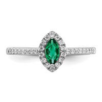 14K White Gold 0.20 Carat Lab Grown Diamond VS SI+ G+ and Lab Created Emerald May Birthstone Ring view 4