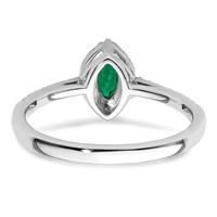 14K White Gold 0.20 Carat Lab Grown Diamond VS SI+ G+ and Lab Created Emerald May Birthstone Ring view 5