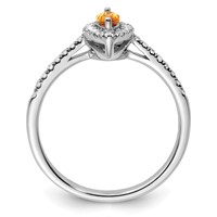 14K White Gold 0.20 Carat Lab Grown Diamond VS SI+ G+ and Citrine November Birthstone Ring view 2
