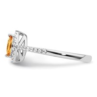 14K White Gold 0.20 Carat Lab Grown Diamond VS SI+ G+ and Citrine November Birthstone Ring view 3
