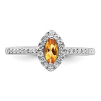 14K White Gold 0.20 Carat Lab Grown Diamond VS SI+ G+ and Citrine November Birthstone Ring view 4
