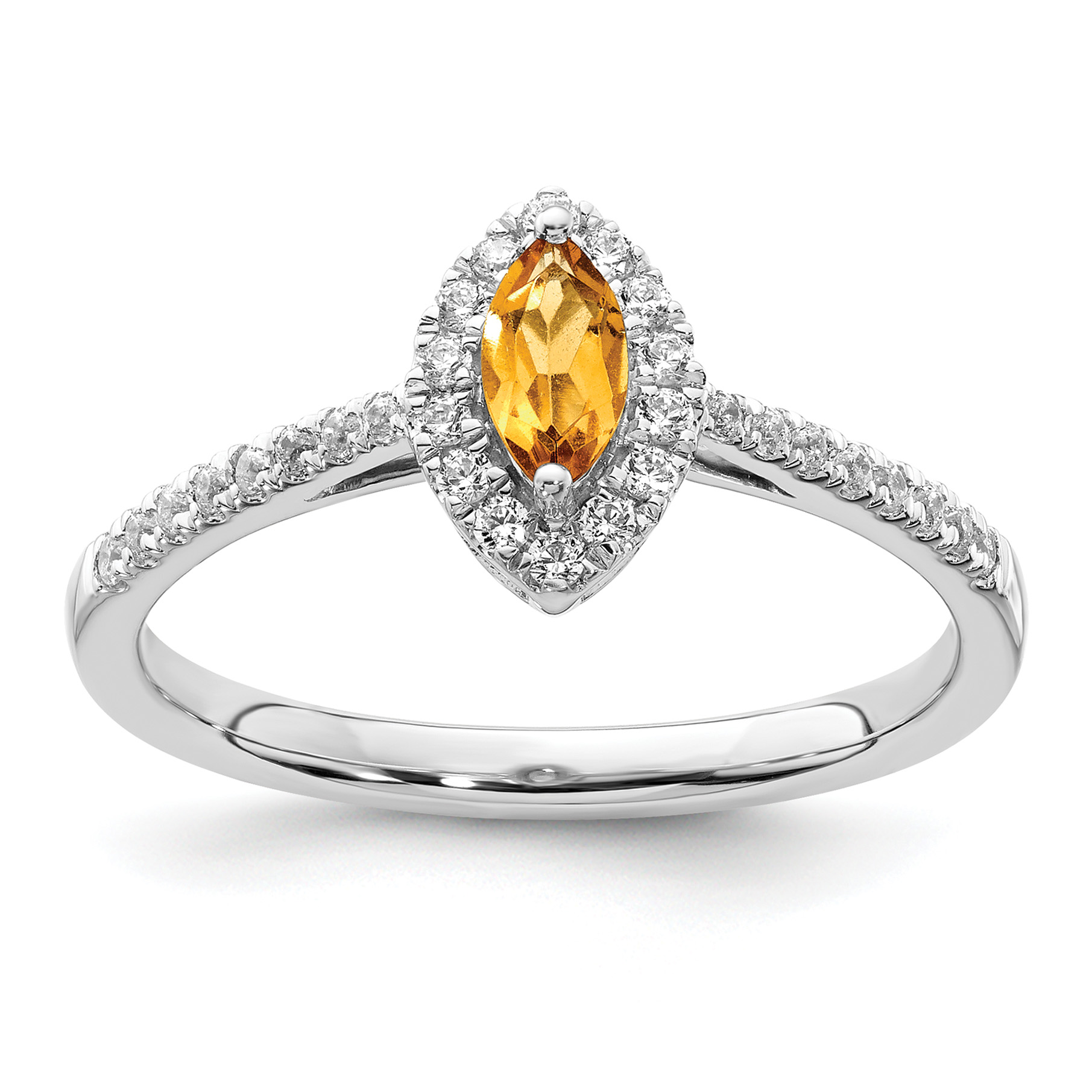 14k White Gold 1/5 carat Lab Grown Diamond VS/SI+ G+ and Citrine November Birthstone Ring (RM9355-CI-020-WLG)