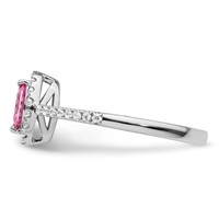 14K White Gold 0.20 Carat Lab Grown Diamond VS SI+ G+ and Lab Created Pink Sapphire October Birthstone Ring view 3
