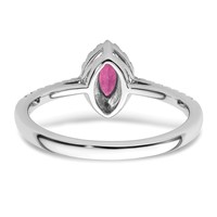 14K White Gold 0.20 Carat Lab Grown Diamond VS SI+ G+ and Lab Created Pink Sapphire October Birthstone Ring view 5