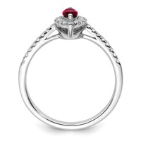 14K White Gold 0.20 Carat Lab Grown Diamond VS SI+ G+ and Lab Created Ruby July Birthstone Ring view 2