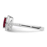 14K White Gold 0.20 Carat Lab Grown Diamond VS SI+ G+ and Lab Created Ruby July Birthstone Ring view 3
