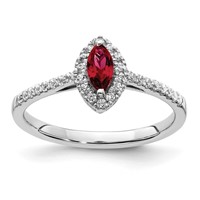 14K White Gold 0.20 Carat Lab Grown Diamond VS SI+ G+ and Lab Created Ruby July Birthstone Ring view 1