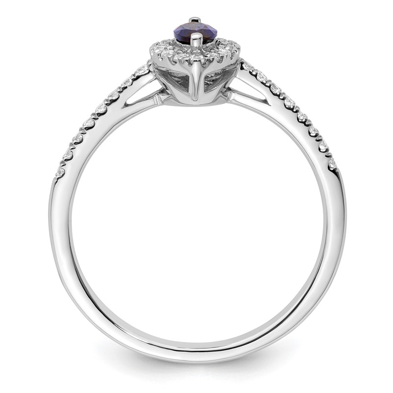 14k White Gold 1/5 carat Lab Grown Diamond VS/SI+ G+ and Lab Created Blue Sapphire September Birthstone Ring