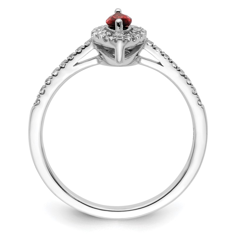 14k White Gold 1/5 carat Lab Grown Diamond VS/SI+ G+ and Garnet January Birthstone Ring