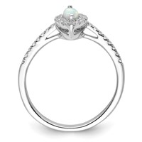 14K White Gold 0.20 Carat Lab Grown Diamond VS SI+ G+ and Lab Created Opal October Birthstone Ring view 2
