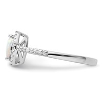14K White Gold 0.20 Carat Lab Grown Diamond VS SI+ G+ and Lab Created Opal October Birthstone Ring view 3