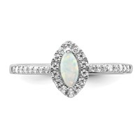 14K White Gold 0.20 Carat Lab Grown Diamond VS SI+ G+ and Lab Created Opal October Birthstone Ring view 4