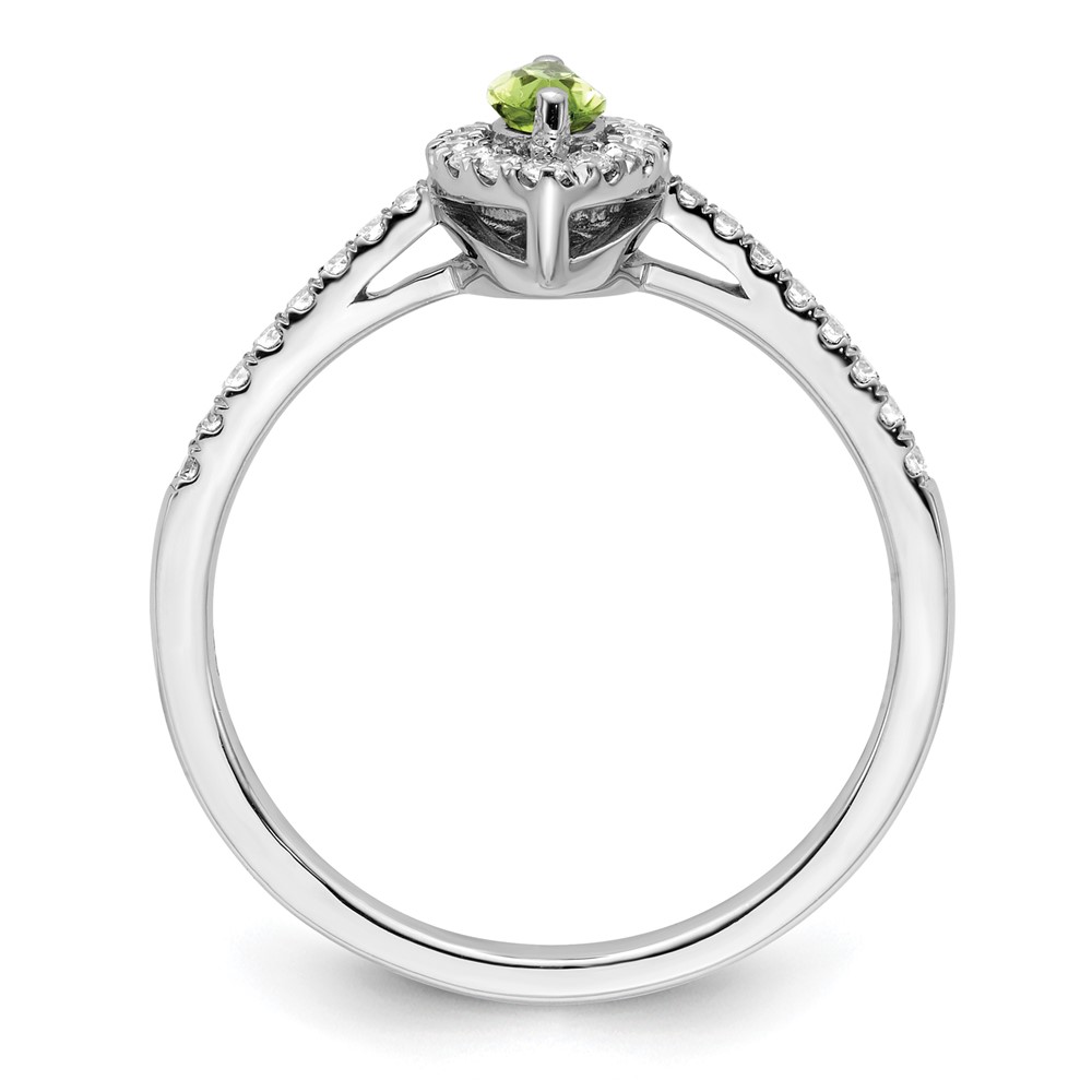 14k White Gold 1/5 carat Lab Grown Diamond VS/SI+ G+ and Peridot August Birthstone Ring (RM9355-PE-020-WLG)