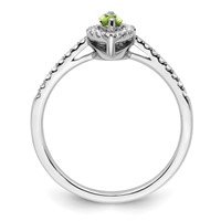 14K White Gold 0.20 Carat Lab Grown Diamond VS SI+ G+ and Peridot August Birthstone Ring view 2