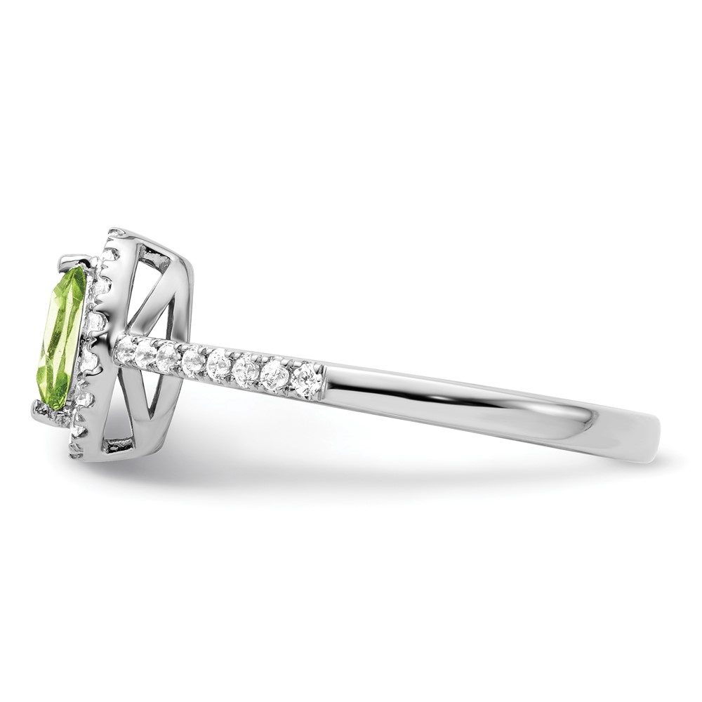 14k White Gold 1/5 carat Lab Grown Diamond VS/SI+ G+ and Peridot August Birthstone Ring (RM9355-PE-020-WLG)