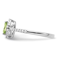 14K White Gold 0.20 Carat Lab Grown Diamond VS SI+ G+ and Peridot August Birthstone Ring view 3
