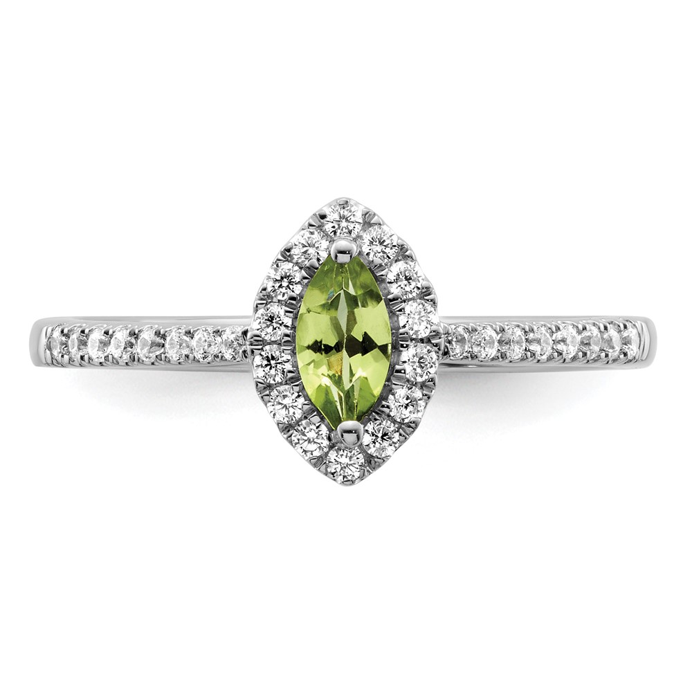 14k White Gold 1/5 carat Lab Grown Diamond VS/SI+ G+ and Peridot August Birthstone Ring (RM9355-PE-020-WLG)