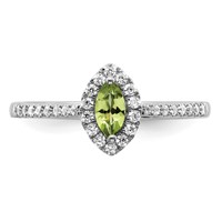 14K White Gold 0.20 Carat Lab Grown Diamond VS SI+ G+ and Peridot August Birthstone Ring view 4