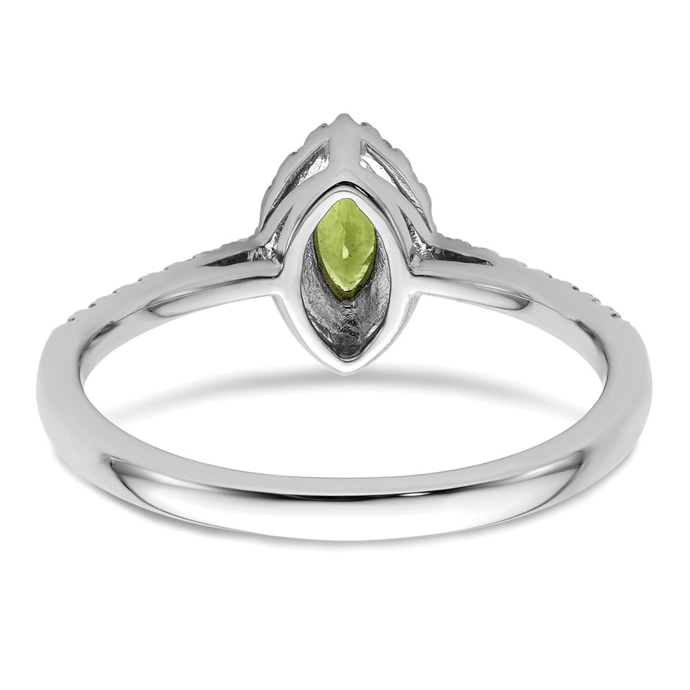 14k White Gold 1/5 carat Lab Grown Diamond VS/SI+ G+ and Peridot August Birthstone Ring (RM9355-PE-020-WLG)