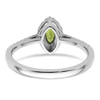 14K White Gold 0.20 Carat Lab Grown Diamond VS SI+ G+ and Peridot August Birthstone Ring view 5