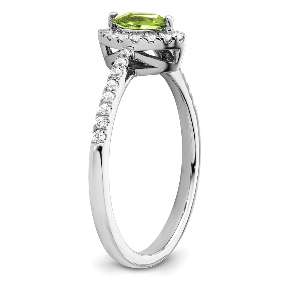 14k White Gold 1/5 carat Lab Grown Diamond VS/SI+ G+ and Peridot August Birthstone Ring (RM9355-PE-020-WLG)