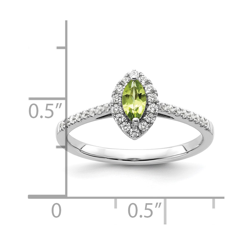 14k White Gold 1/5 carat Lab Grown Diamond VS/SI+ G+ and Peridot August Birthstone Ring (RM9355-PE-020-WLG)