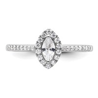 14K White Gold 0.20 Carat Lab Grown Diamond VS SI+ G+ and White Sapphire April Birthstone Ring view 4